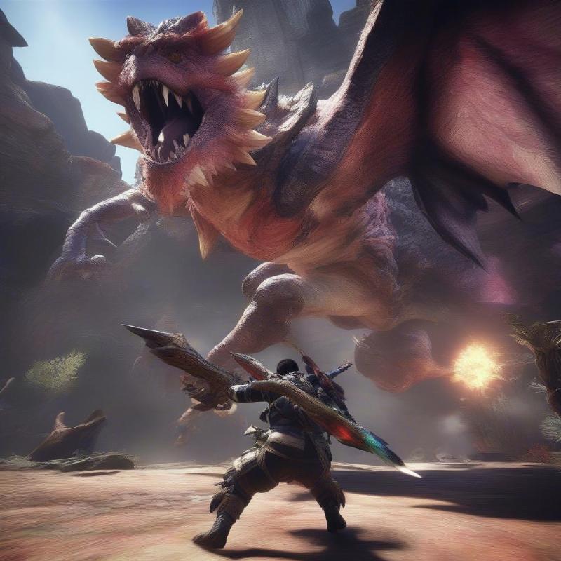 Monster Hunter World người chơi chiến đấu với quái vật